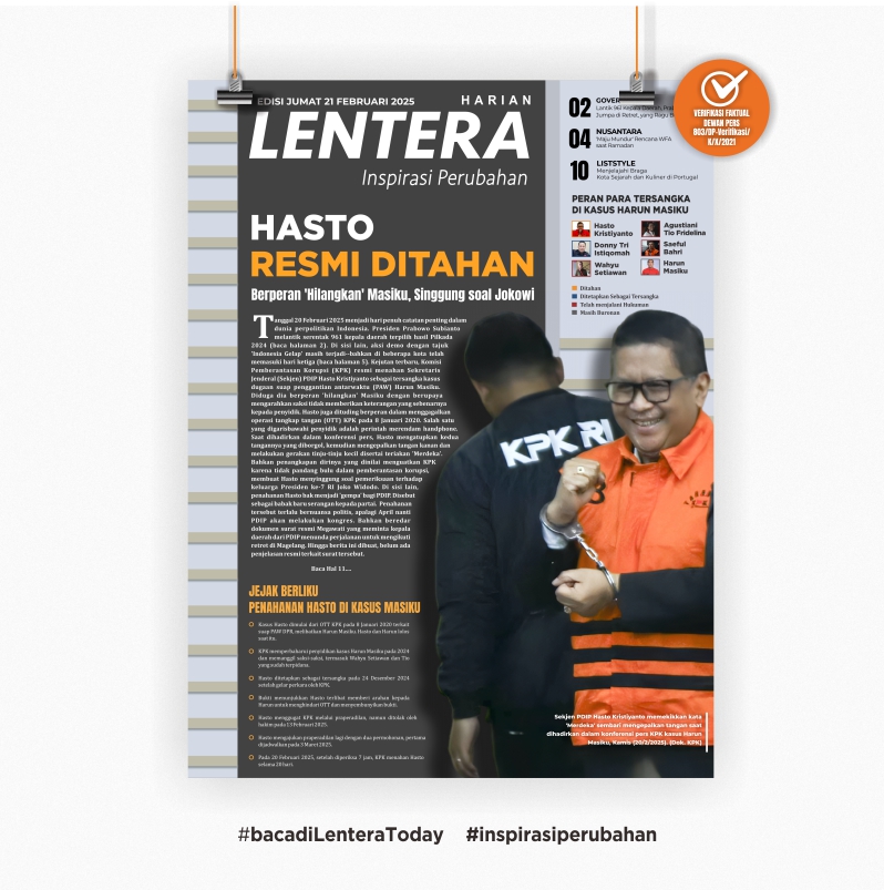 Hasto Resmi Ditahan (Koran, Jumat 21/2/2025)
