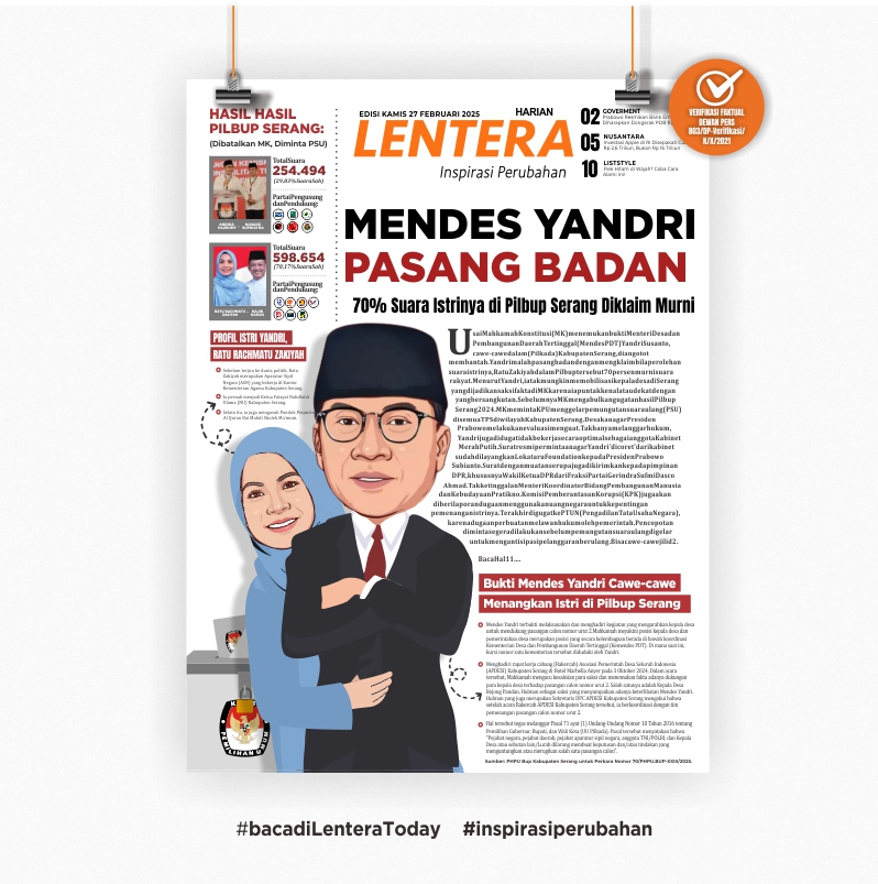 Mendes Yandri Pasang Badan (Koran, Kamis 27/2/2025)