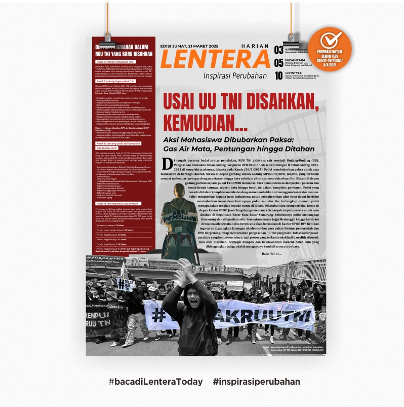 Usai UU TNI Disahkan, Kemudian... (Koran Jumat, 21/3/2025)