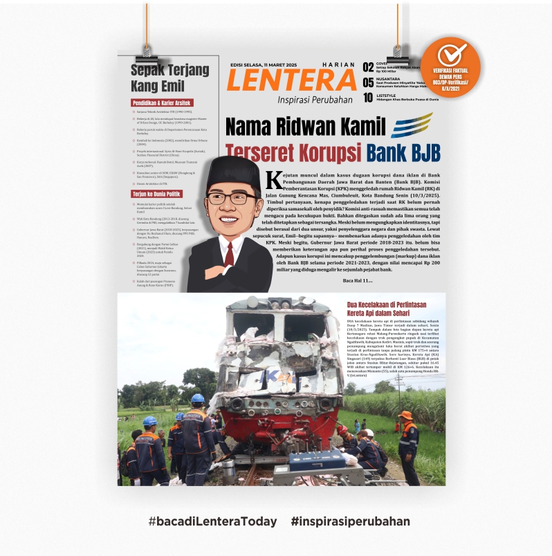 Nama Ridwan Kamil Terseret Korupsi Bank BJB (Koran, Selasa 11/3/2025)