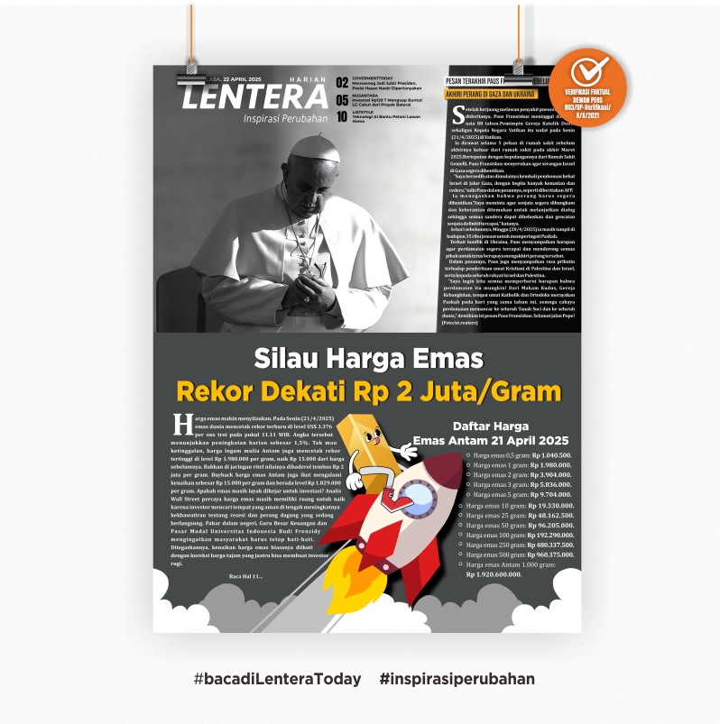 Silau Harga Emas , Rekor Dekati Rp 2 Juta/Gram (Koran Selasa, 22/4/2025)